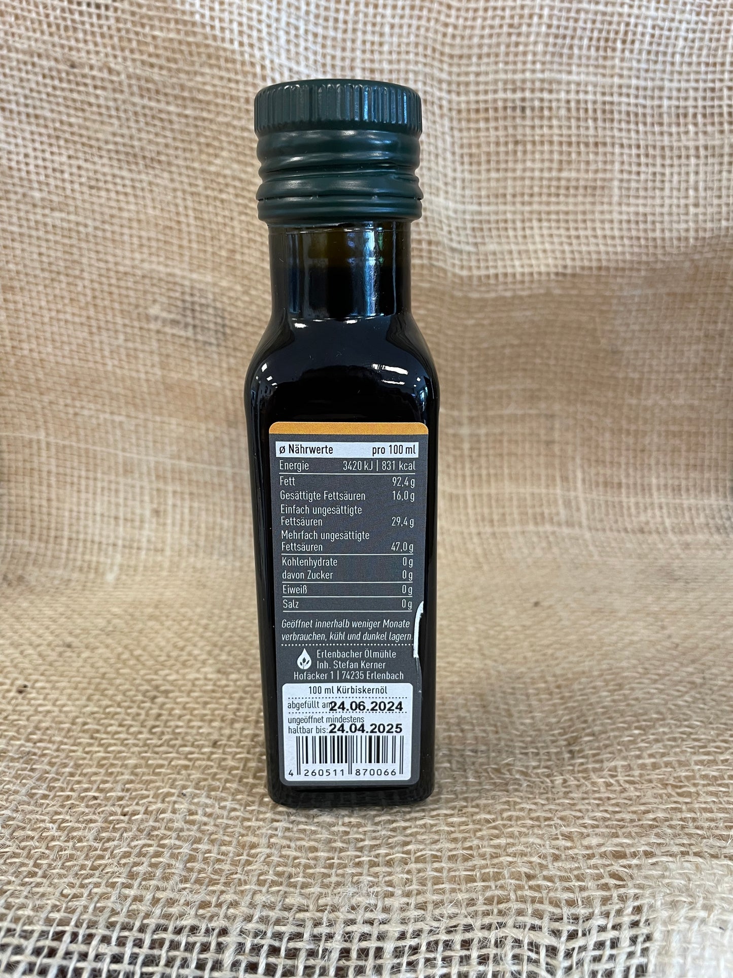 Erlenbacher Mühle Kürbiskernöl, 100ml